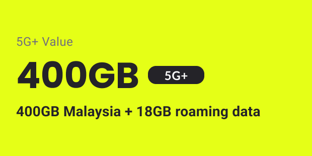 GOMO 5G+ Value Mobile Plan: 400GB 5G+ local data with 400GB Malaysia + 18GB roaming data