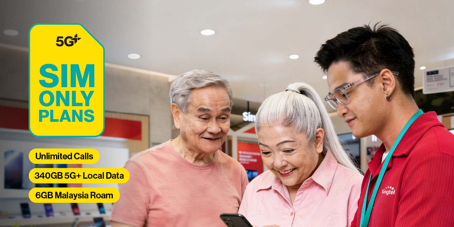 Singtel Seniors SIM Only Plan at only $6/mth. Comes with 340GB of 5G+ local data & 6GB M'sia Roaming.