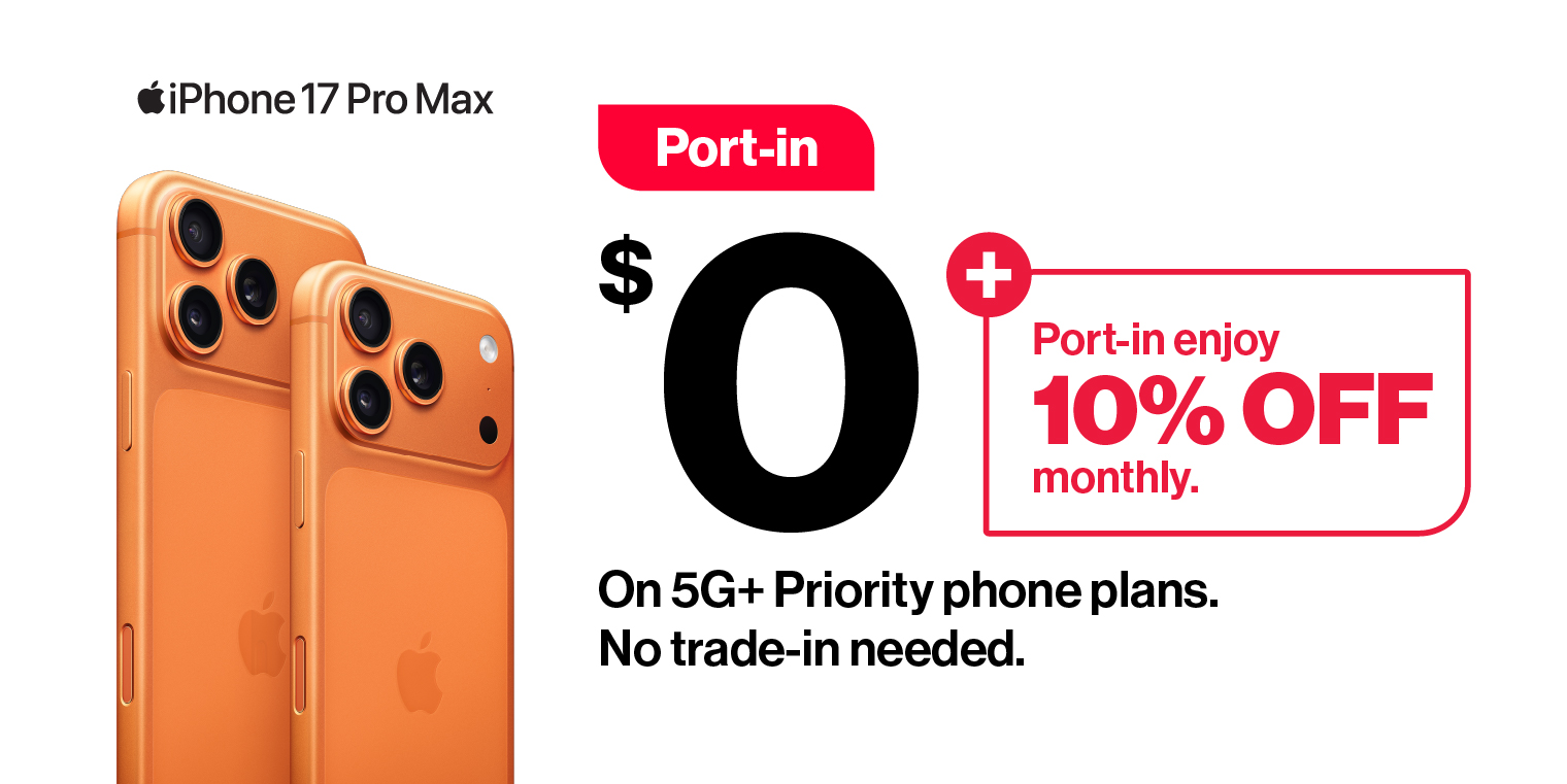 FREE iPhone 17 Pro Max with a new sign up or port-in on Singtel UNLIMITED 5G+ Priority phone plans.