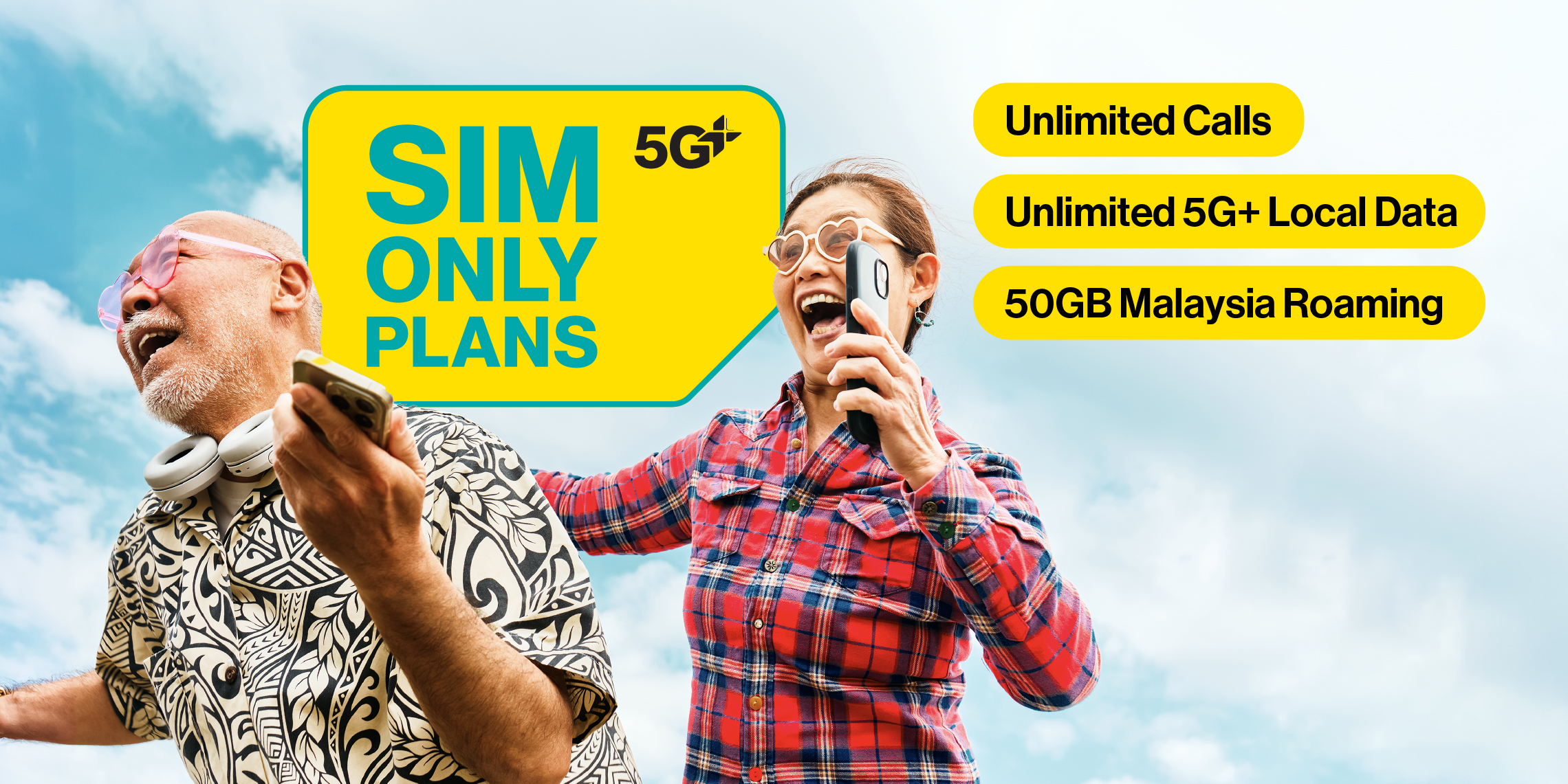 Singtel $6 Senior Plan comes with UNLIMITED 5G+ local data and 50GB Malaysia Roaming every month.